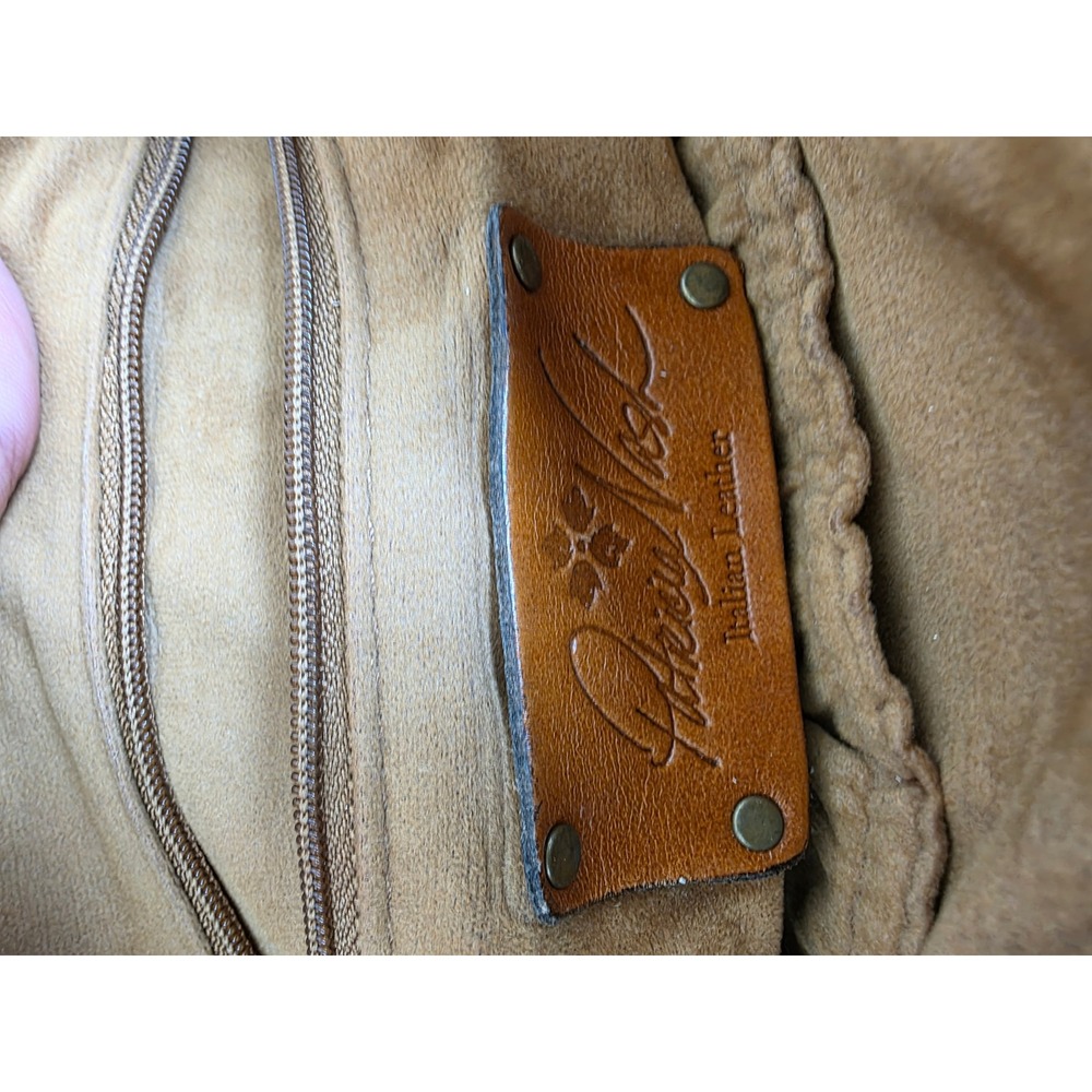 Patricia Nash Italian Leather Crossbody Bag Distressed Tan Blue Buckle Accent - Picture 16 of 16